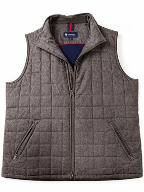Cremieux Mens Large Gray Quilted Full Zip Fall Vest